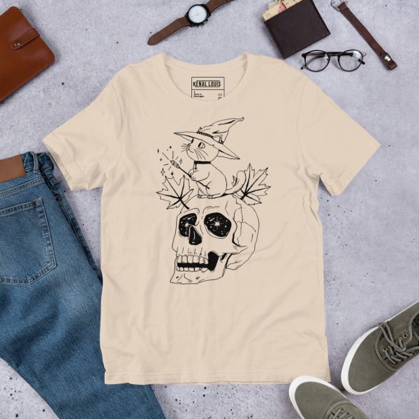 Skull Shirt "Magical Cat and Skull" Skull T-shirt - Image 3