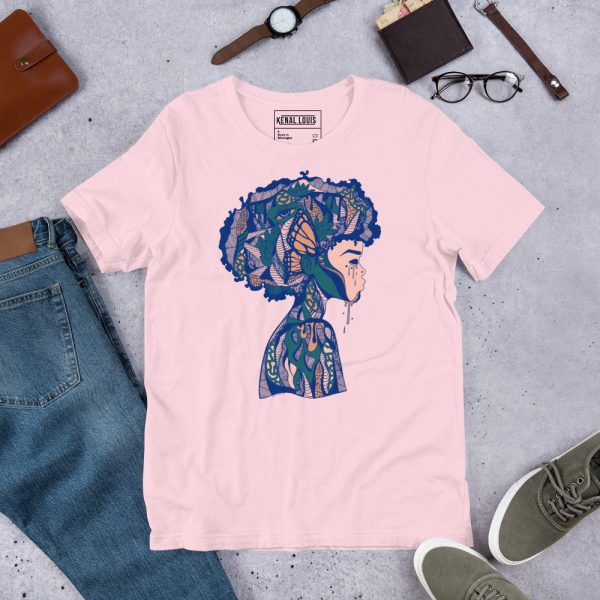 Pink Afrocentric Fashion Tees "Beautiful Mind" Afrocentric Art - Image 5