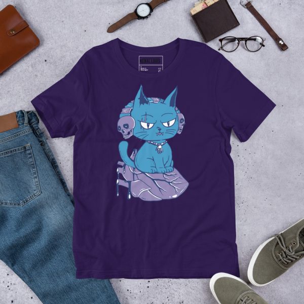 Mountain Blue Cat Shirt “Wicked Cat on a Heart” Cat T-Shirt Design - Image 2