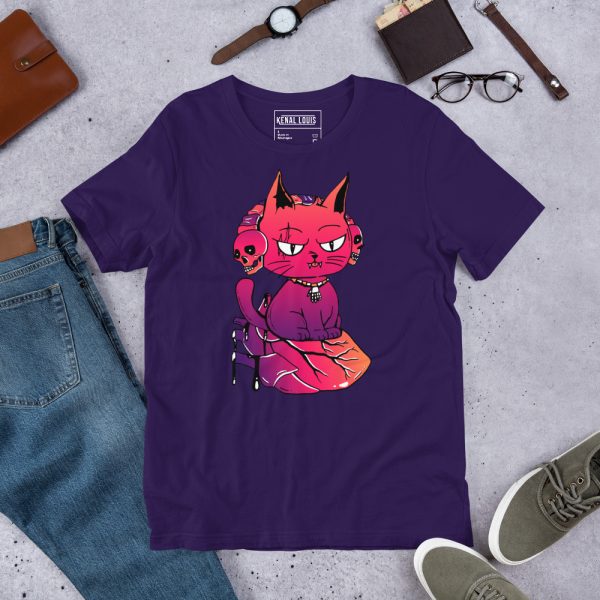 Sunset Cat Shirt “Wicked Cat on a Heart” Cat T-Shirt Design - Image 2