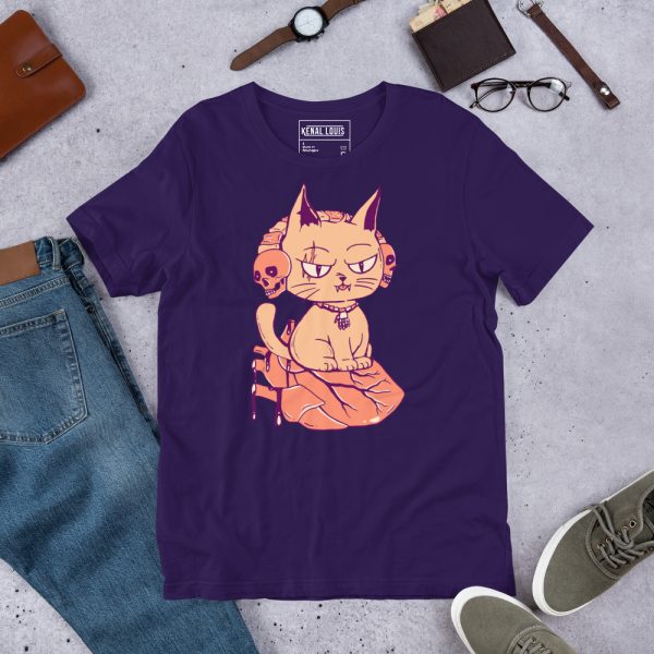 Peach Cat Shirt “Wicked Cat on a Heart” Cat T-Shirt Design - Image 2