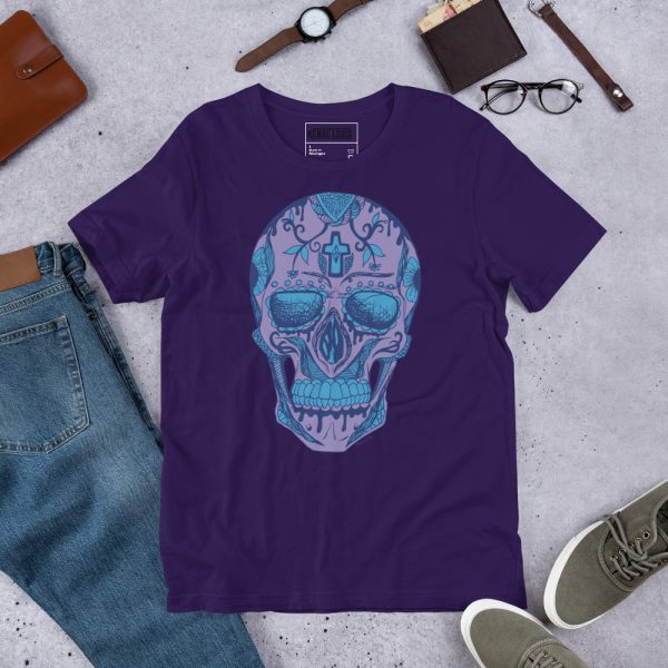 Mountain Blue Skull Shirt Day of the Dead Skull T-shirt - Image 3