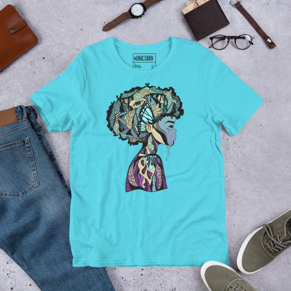 Purple Afrocentric Fashion Tees "Beautiful Mind" Afrocentric Art - Image 4