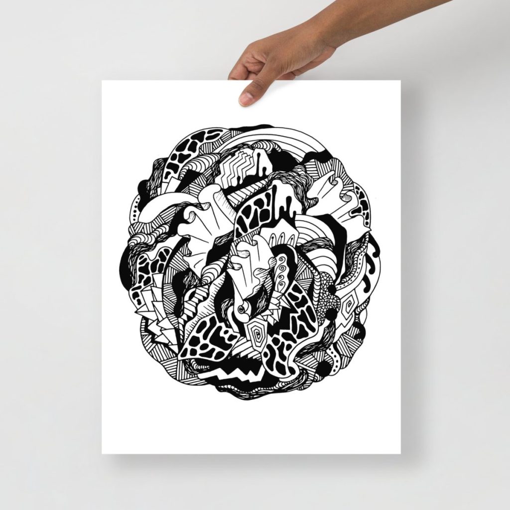 Minimalist abstract line art print showing gentle undulating wave of thoughts number one