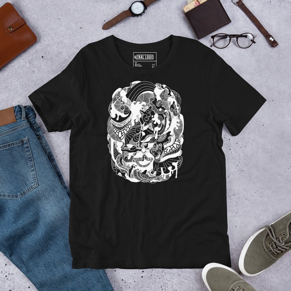 Flowing wave pattern cotton tee featuring striking abstract line art t shirts design