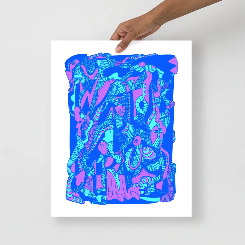 Abstract Wave Art Print in Blue - Modern Museum Wall Art