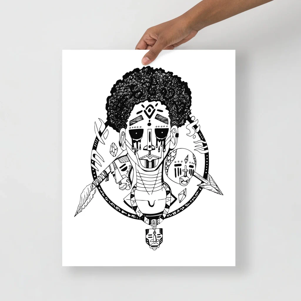 African Art Print - Boy Between Warring Tribes