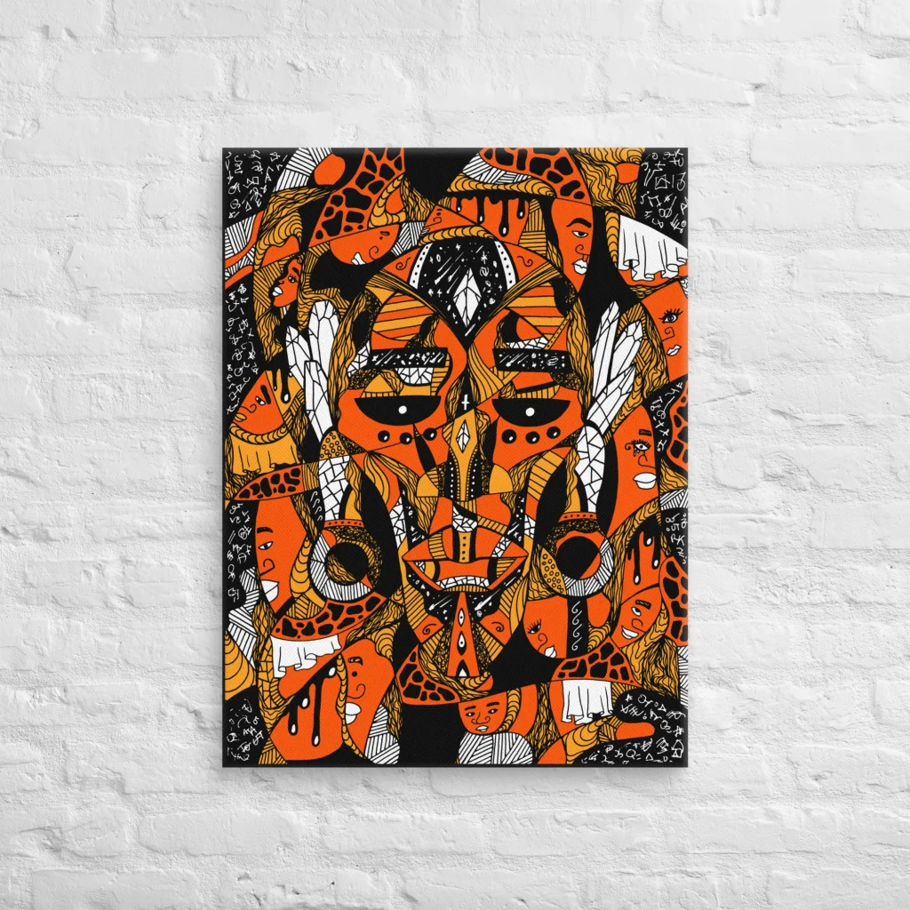 Afrocentric African Mask Canvas Art - Atok and 12 Tribe Chiefs