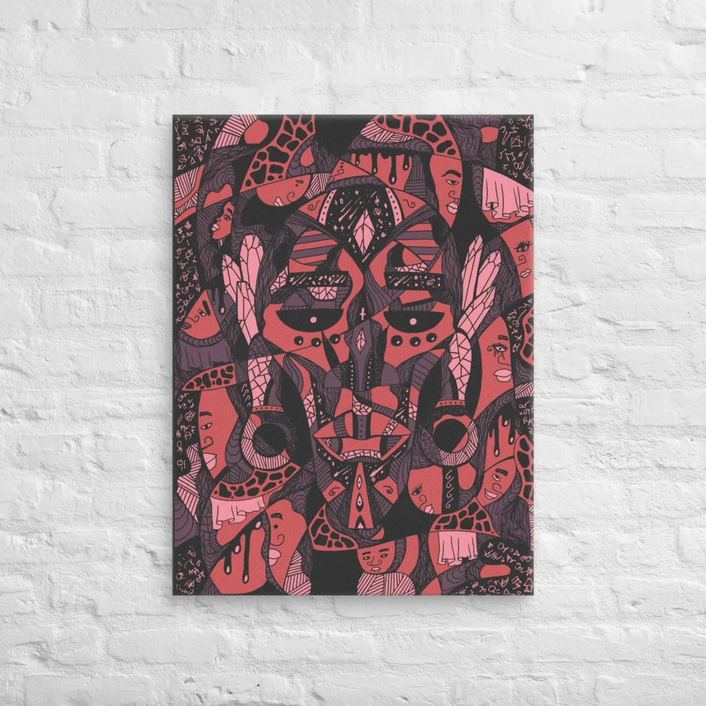 African Mask Canvas Wall Art - Atok and 12 Tribe Chiefs