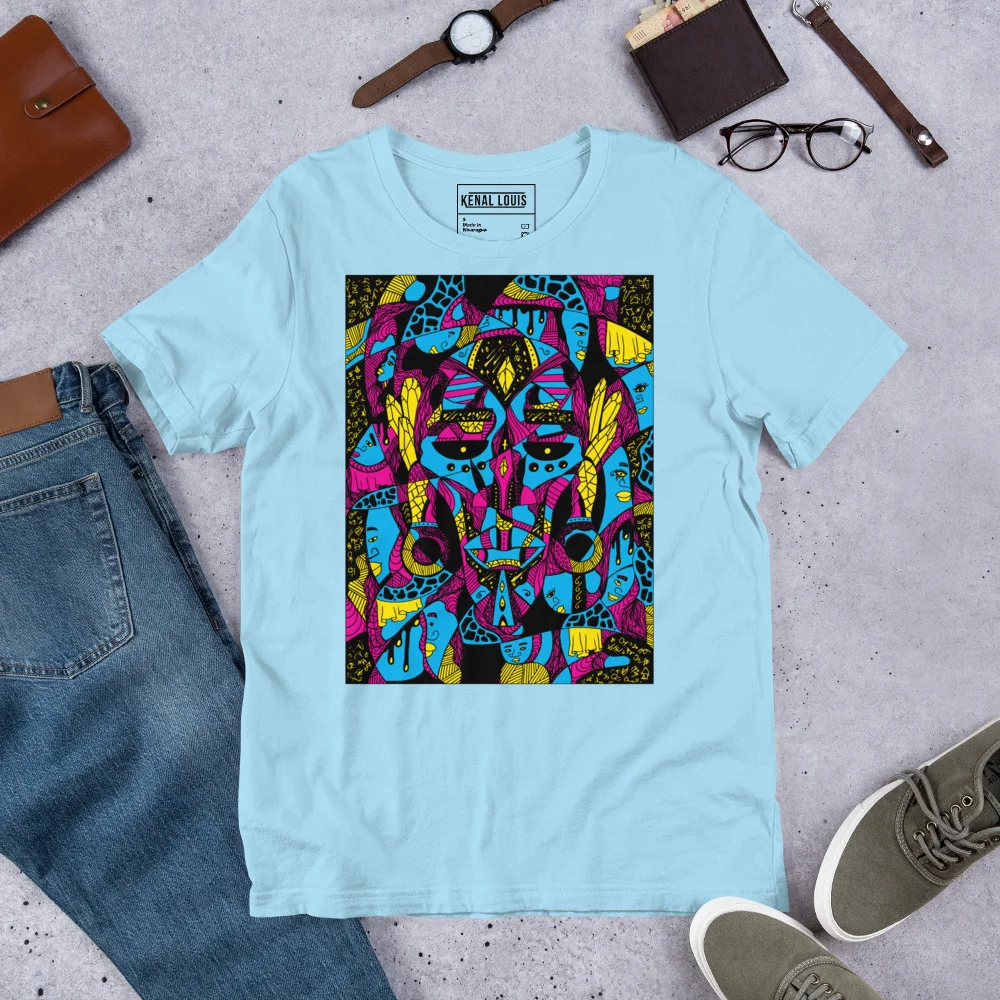 Afrocentric African Mask Art T-Shirt - Pink