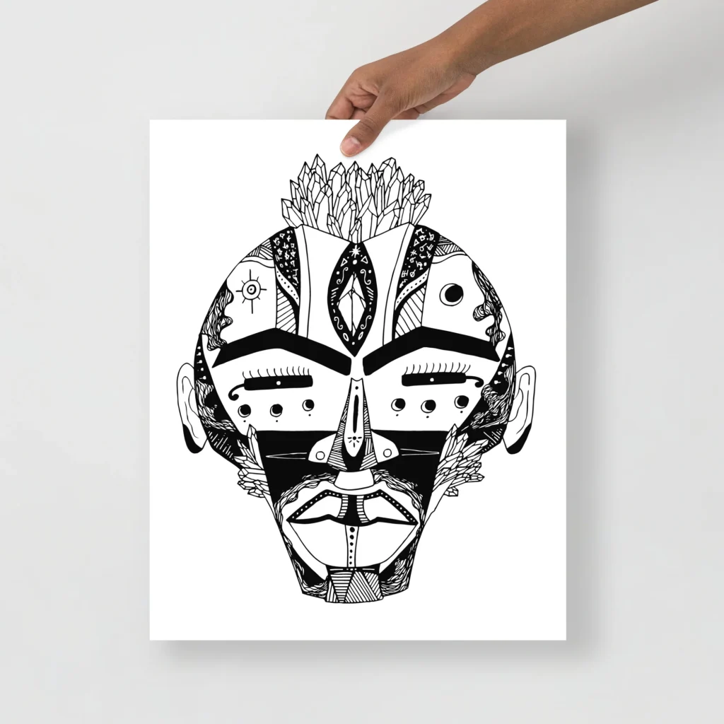 African Mask Art Print No. 4 Tribal Wall Art