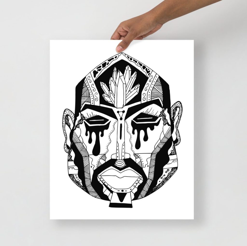 Ornate african tribal art mask print number nine perfect for gallery wall arrangements