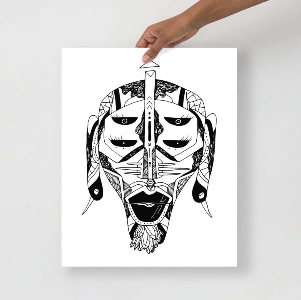 Expressive mask illustration number eleven showcasing rich african tribal art heritage