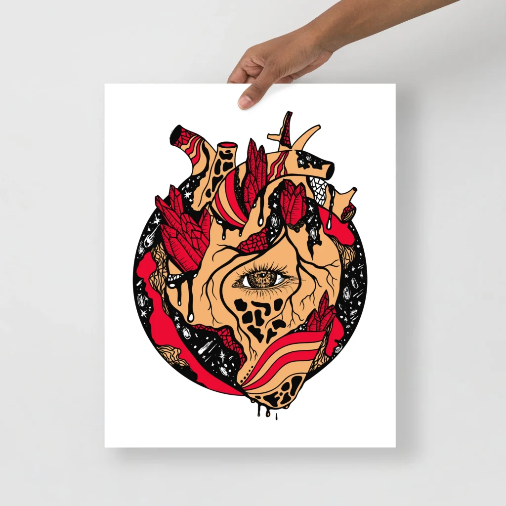 Anatomical Heart Art Print - Royal Red Cosmic Heart