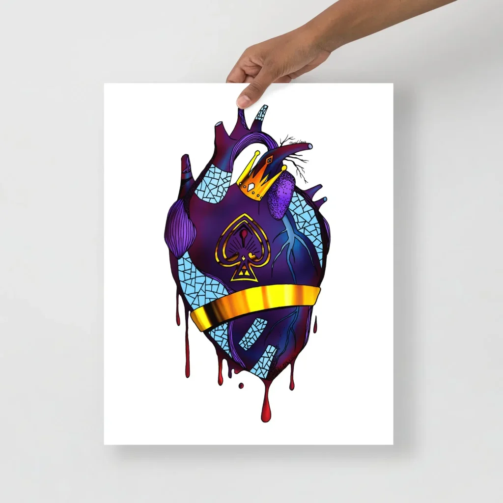 Anatomical Heart Art Print - Royal Heart Drawing
