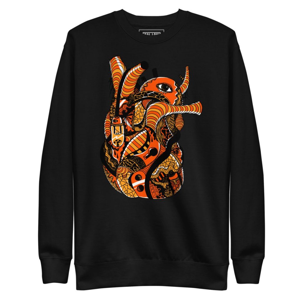 Classic anatomical heart sweatshirt crew neck pullover perfect for cozy fall layering