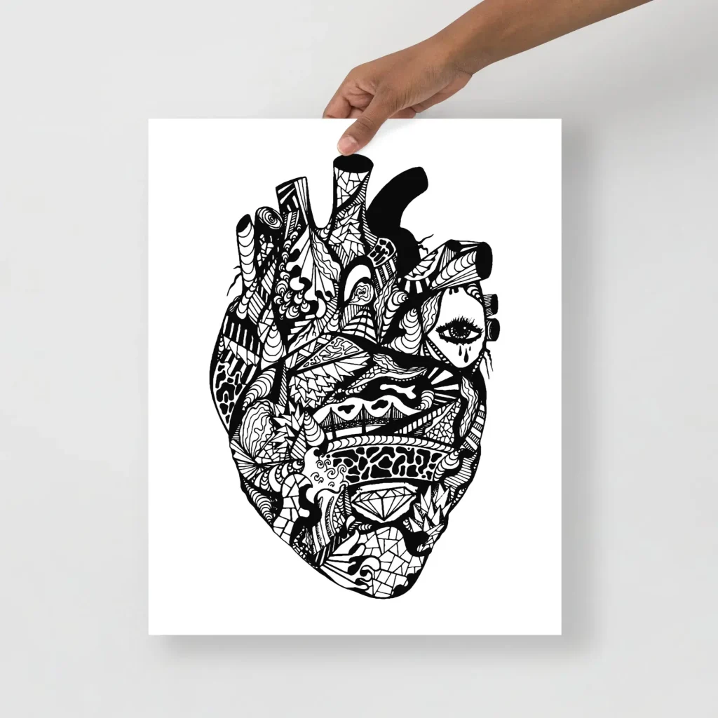 Anatomy Heart Line Art Print | Minimal Wall Decor