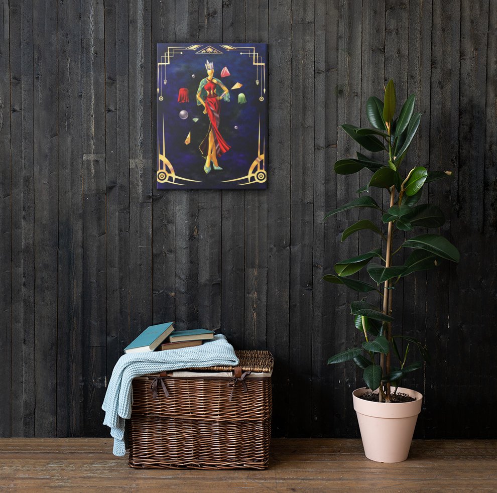 Chic Fashion Goddess illustration print bringing designer-inspired bedroom wall art to life