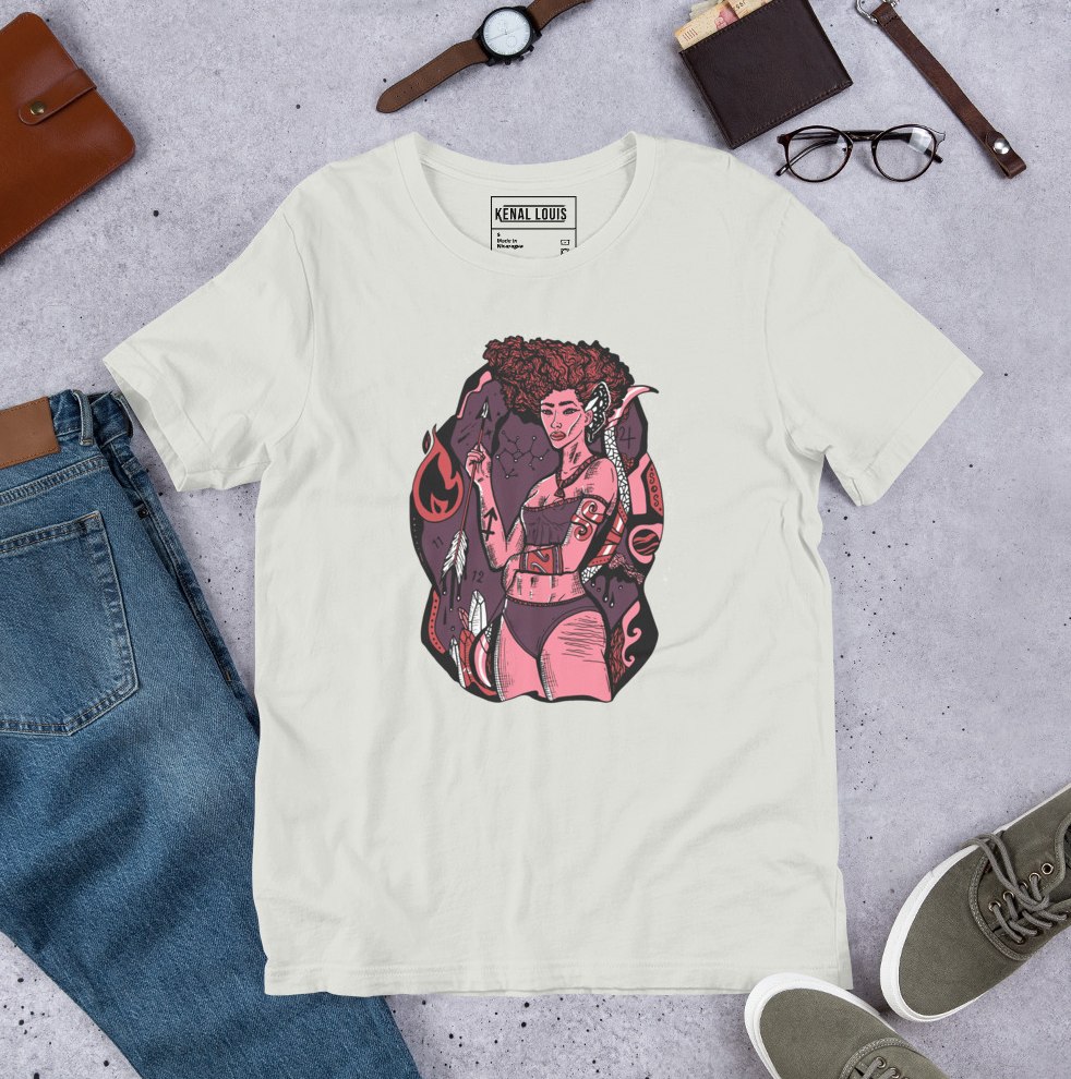 Mauve rose Sagittarius goddess tee perfect birthday gifts by zodiac lovers