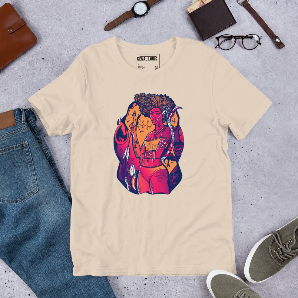 Warm sunset-toned Sagittarius zodiac tee ideal for archer sign birthdays
