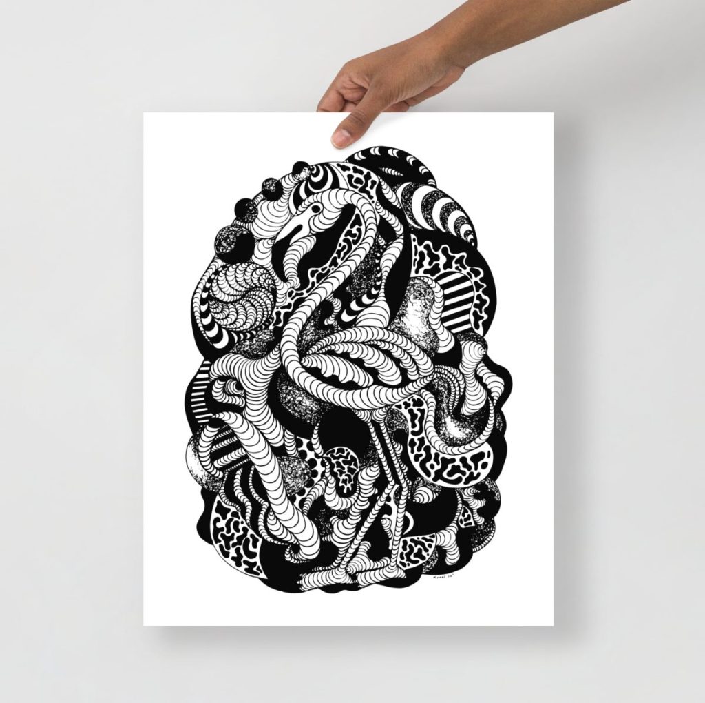 Elegant lost flamingo captured in minimal line art for modern monochrome wall decor