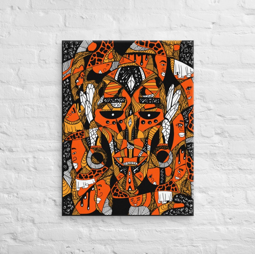 Afrocentric canvas featuring Atok and 12 Tribe Chiefs as powerful black history art tribute