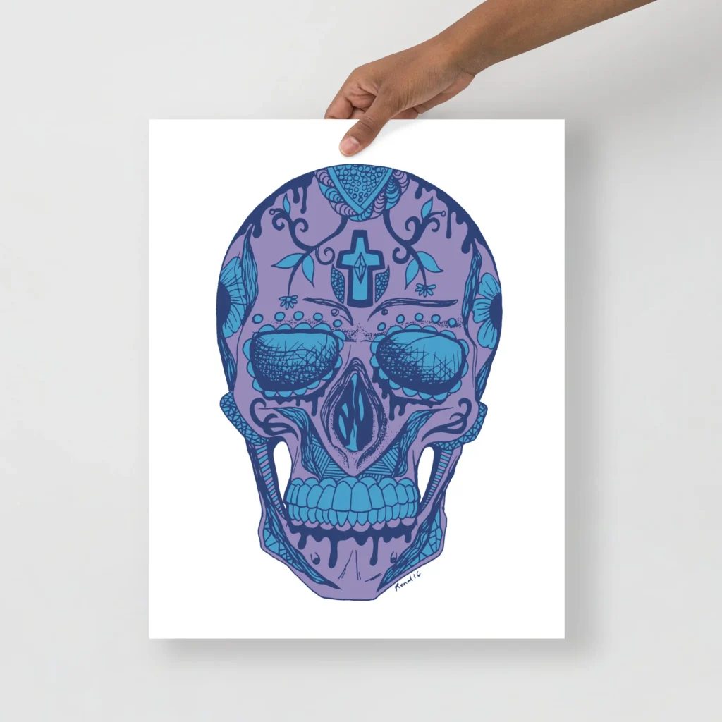 Day of the Dead Skull Art Print - Mountain Blue Los Muertos