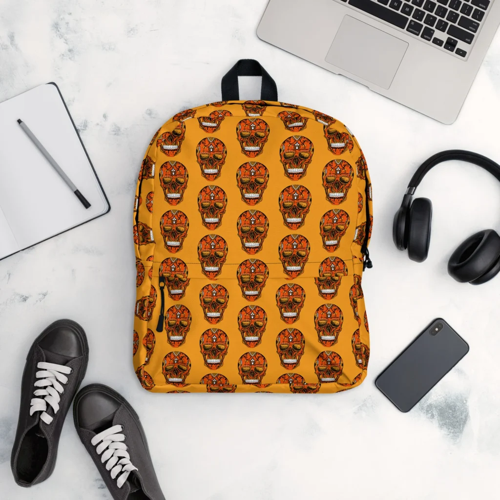 Day of the Dead Skull Backpack | Orange School Bag