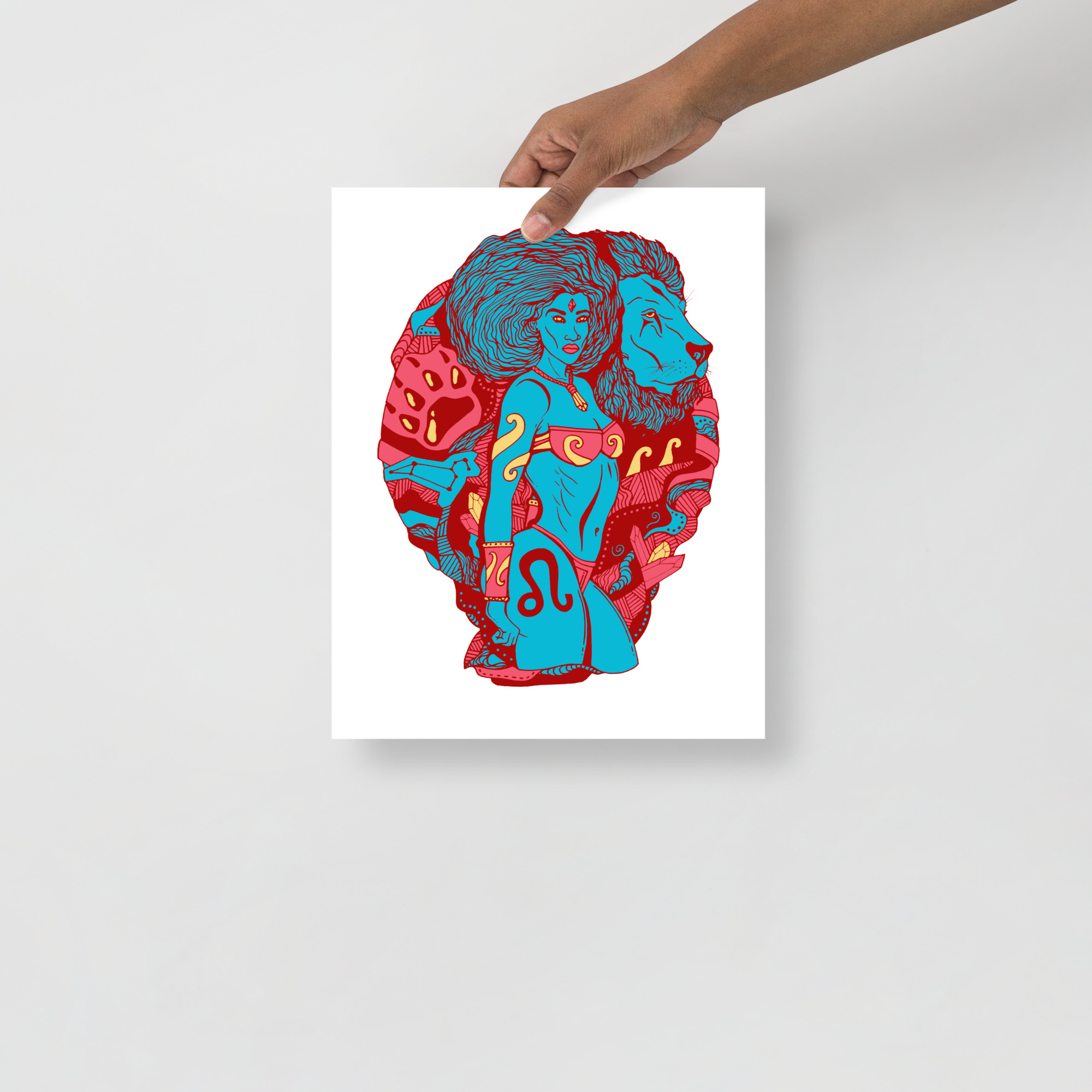 Pastel Blue Leo Artwork Print - Leo Zodiac Wall Art Print - Image 2