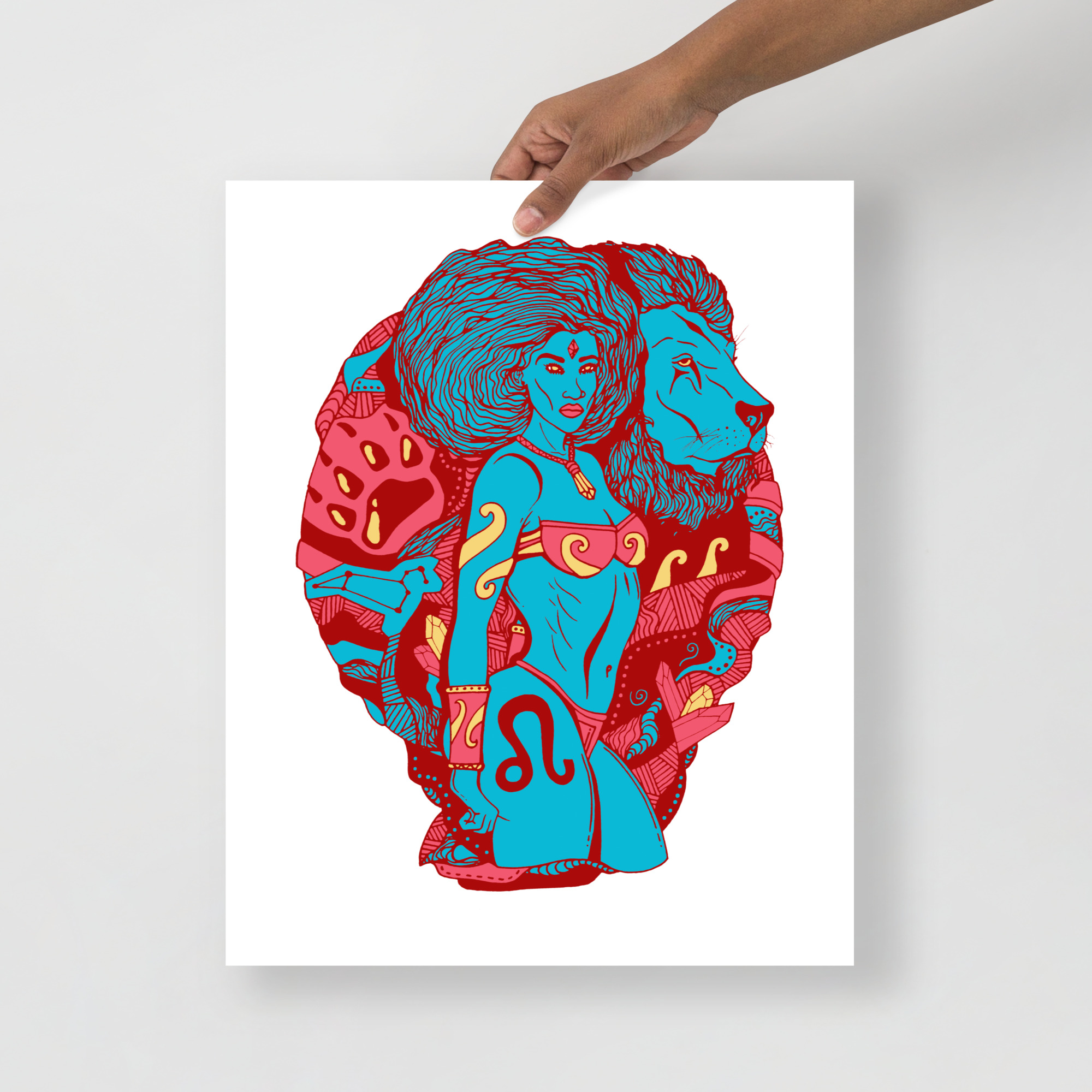 Pastel Blue Leo Artwork Print - Leo Zodiac Wall Art Print
