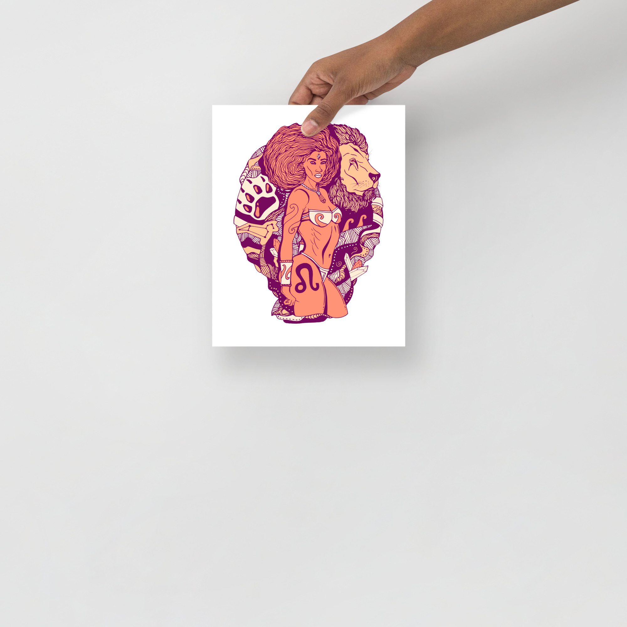 Leo Lion Art Print - Peach Minimalist Line Wall Decor - Image 3