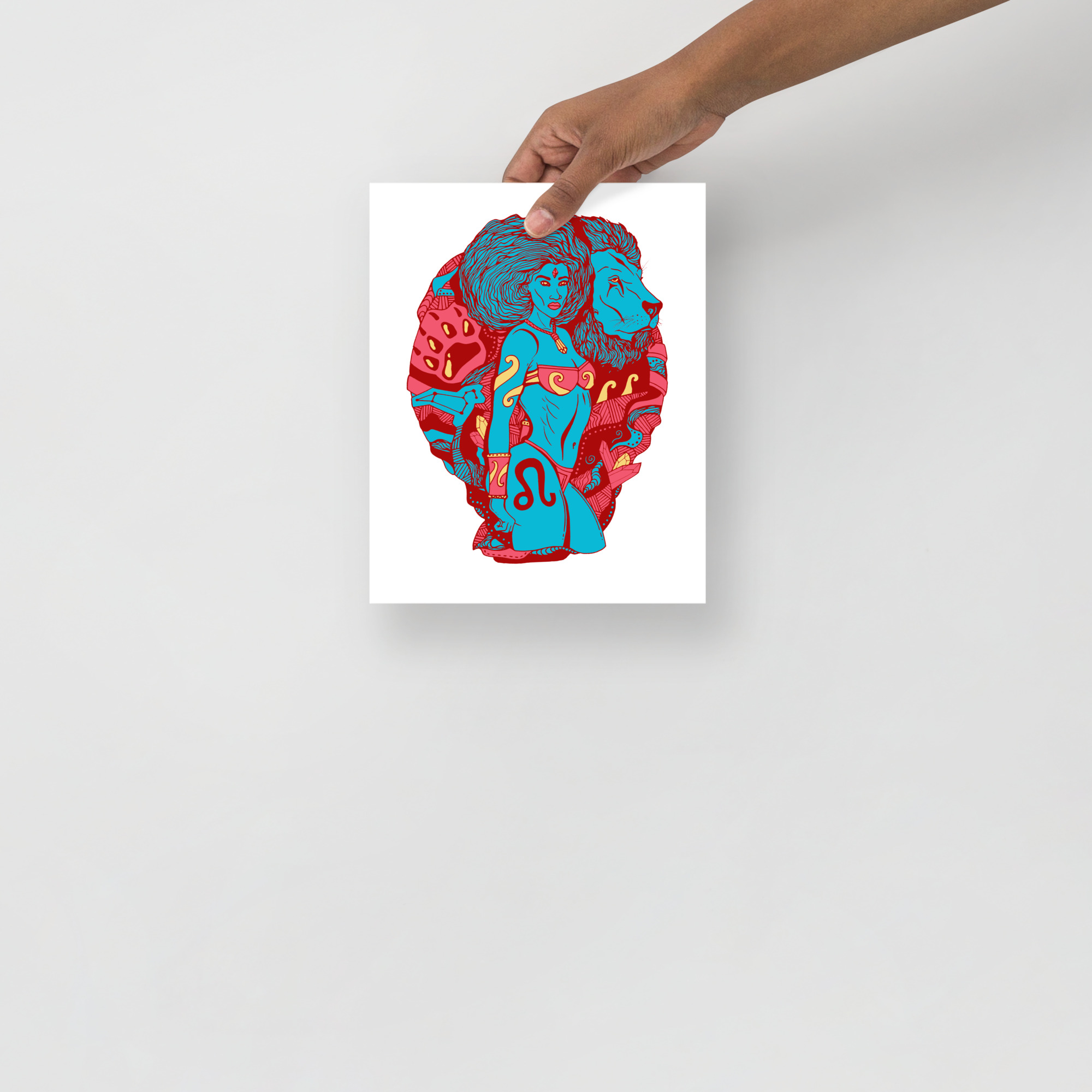 Pastel Blue Leo Artwork Print - Leo Zodiac Wall Art Print - Image 3