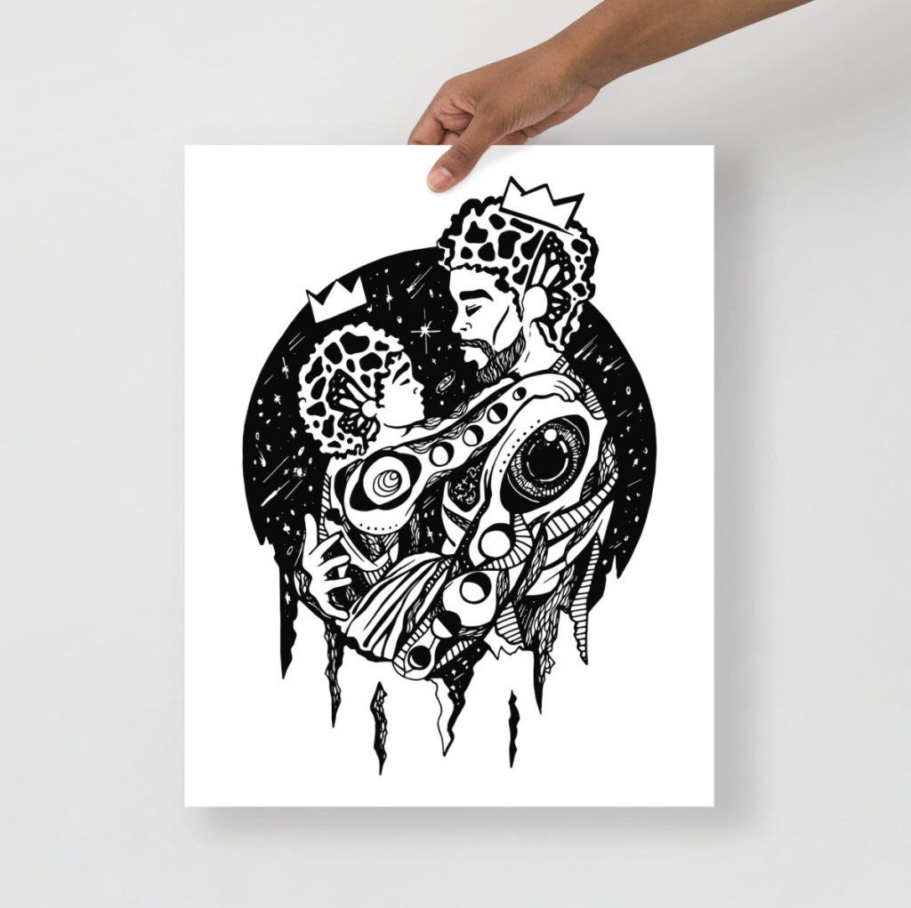 Framed father and son stars line art print meaningful gifts for dads who cherish art