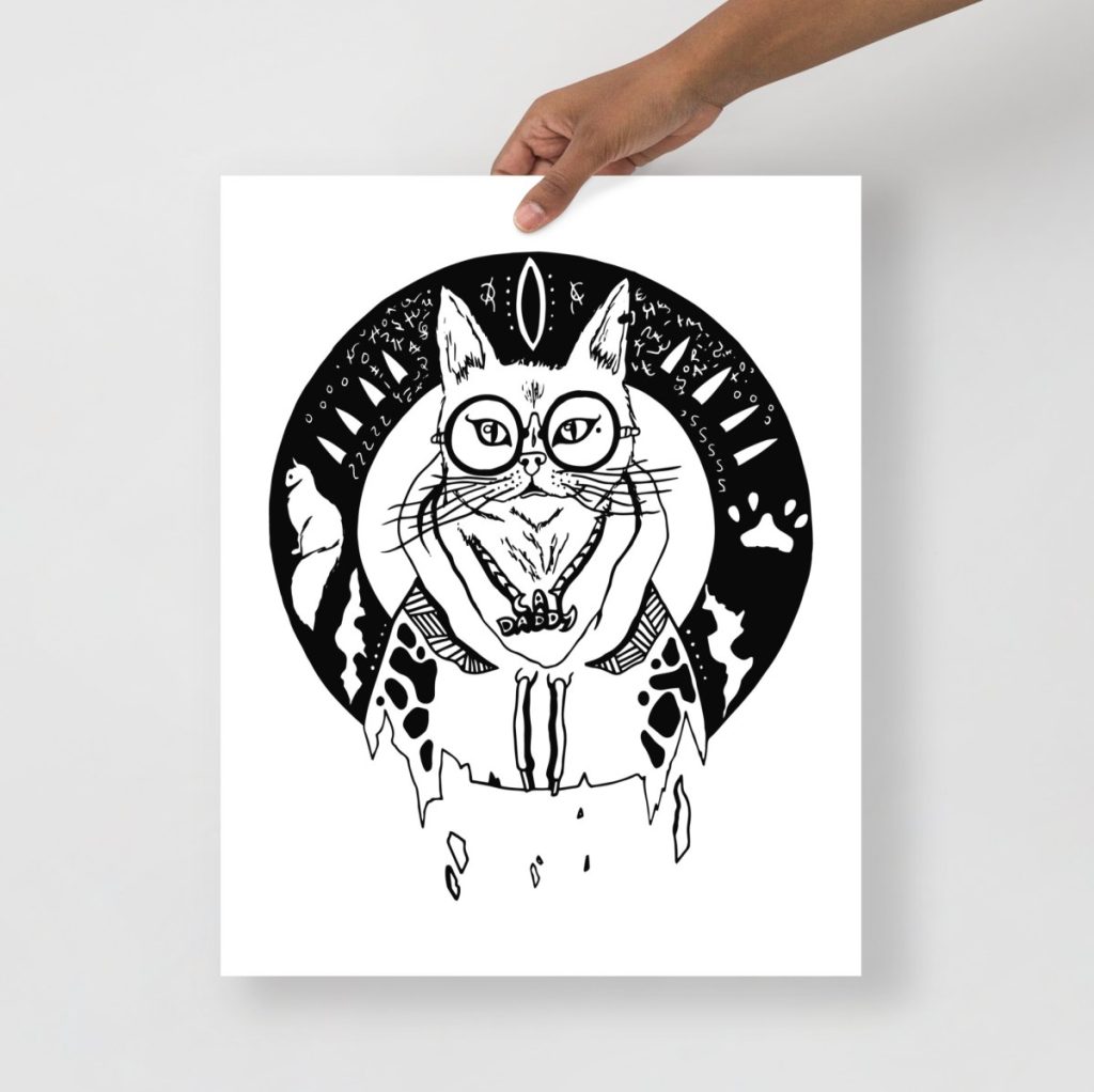 Minimalist cat daddy line art print charming wall art for dads who love cats