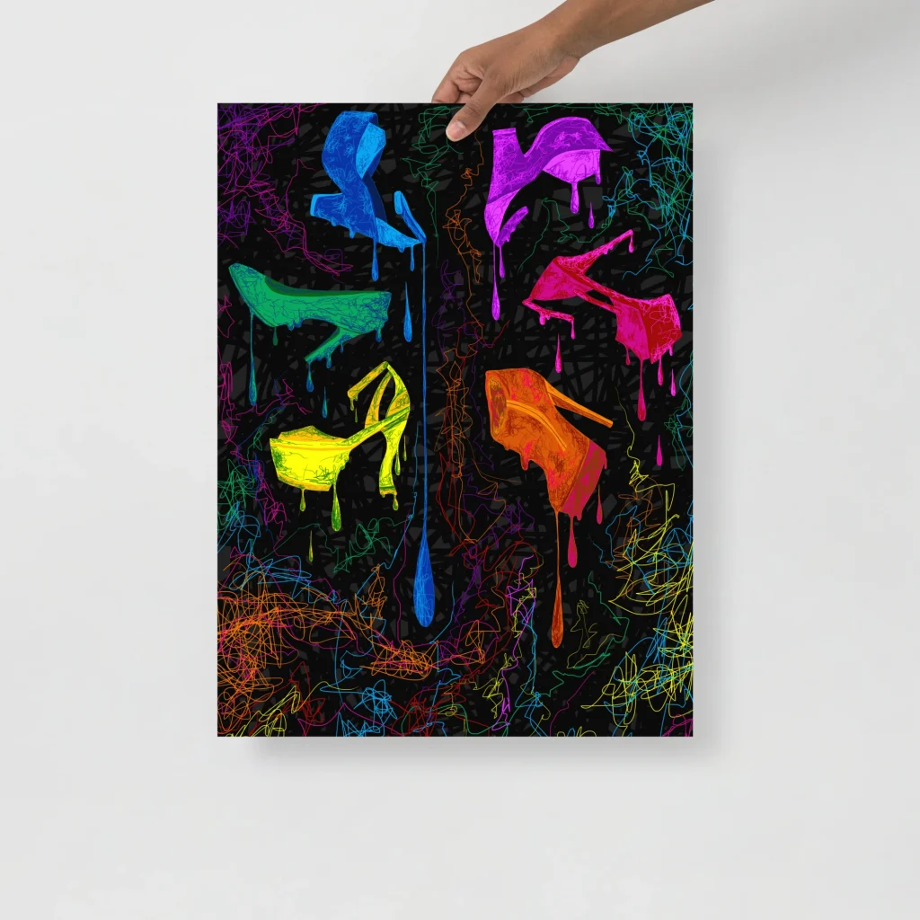 High Heel Art Print - Les Couleur Des Chaussures