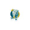 Royal elephant sticker with crown illustration by Kenal Louis, printed on durable high-opacity adhesive vinyl in three sizes