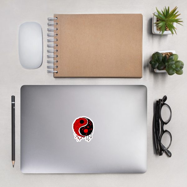 Red and Black Yin Yang Crystals and Night Sky - Yin Yang Stickers