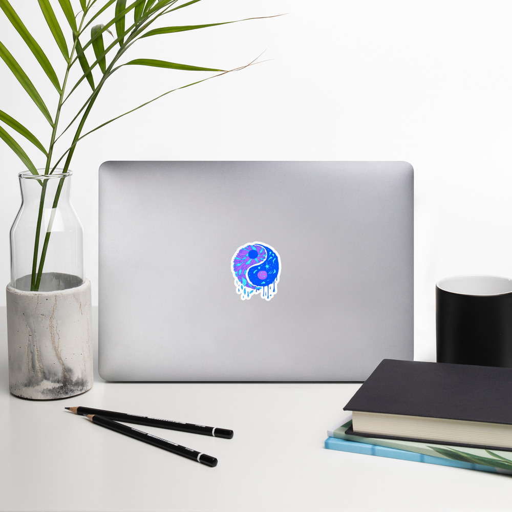 Blue Yin Yang Crystals and Night Sky - Yin Yang Stickers - Image 2