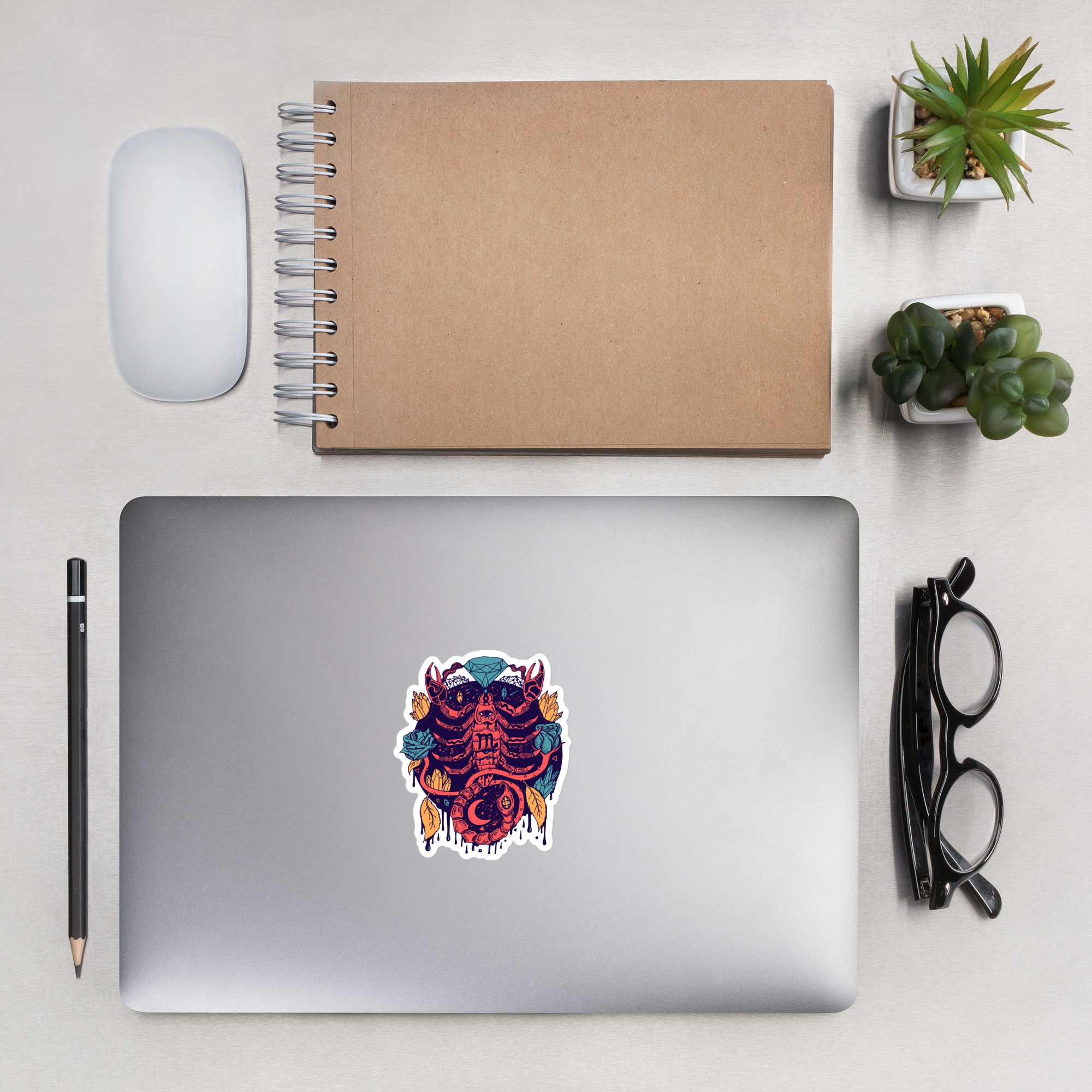 Retro Triadic Mystic Scorpio Zodiac - Scorpio Stickers - Image 4