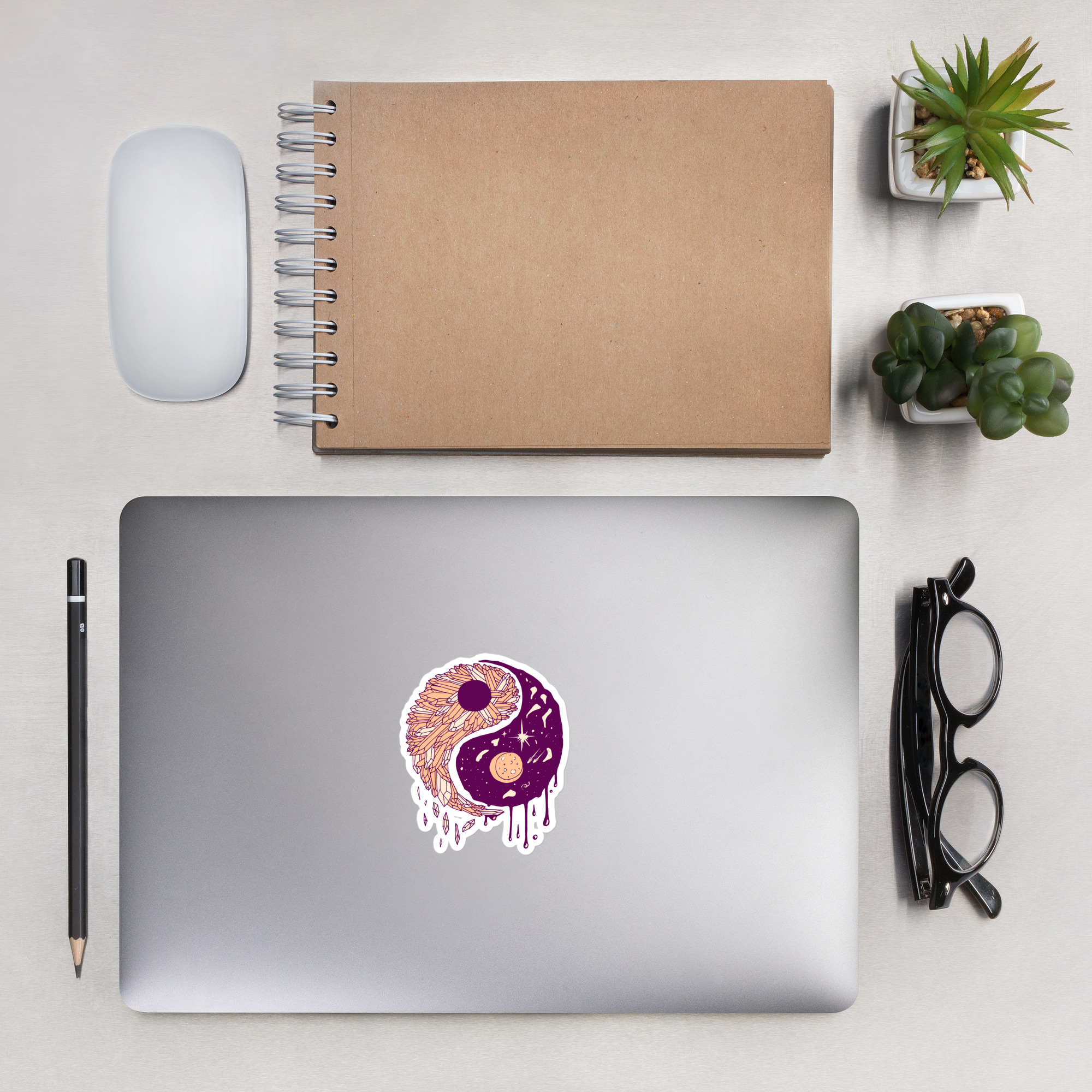 Peach Yin Yang Crystals and Night Sky - Yin Yang Stickers - Image 4