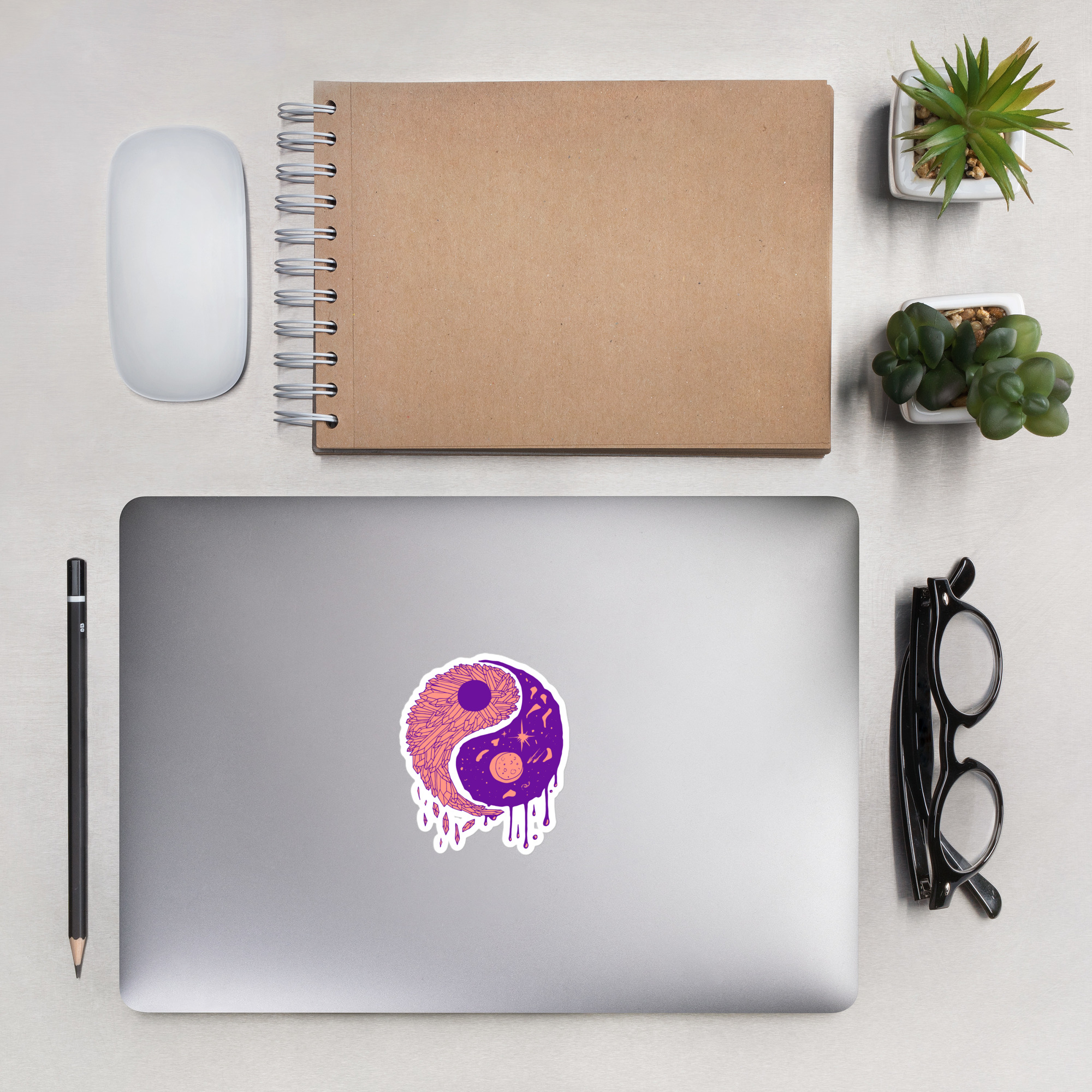 Violet Yin Yang Crystals and Night Sky - Yin Yang Stickers - Image 4