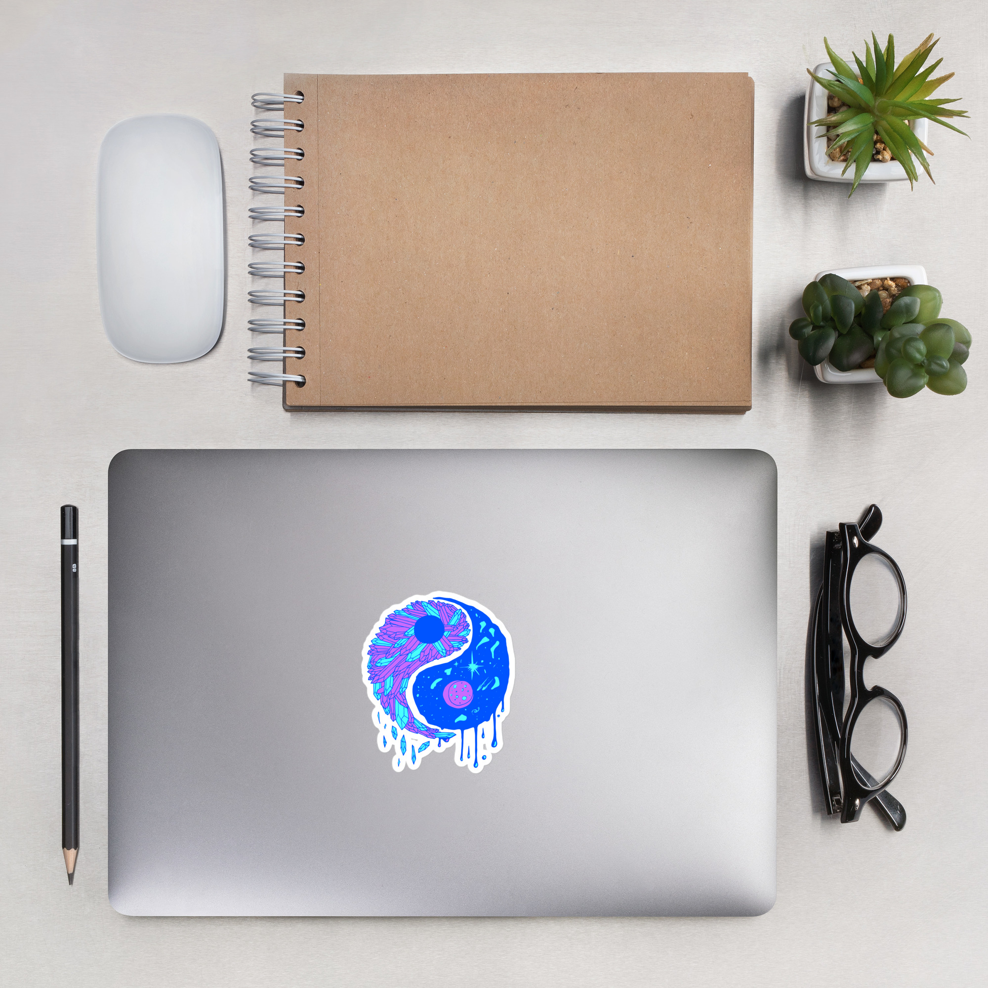 Blue Yin Yang Crystals and Night Sky - Yin Yang Stickers - Image 4
