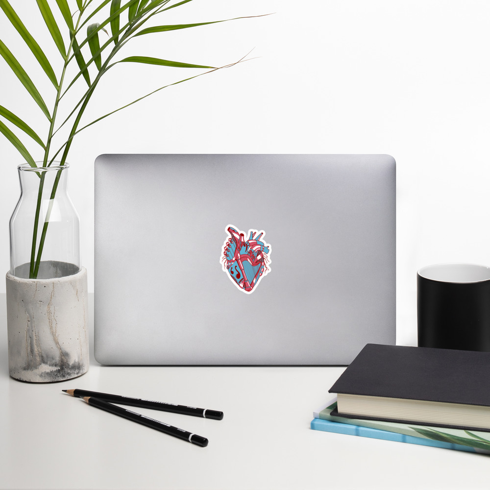 Pastel Blue Musical Heart No. 2 - Human Heart Stickers - Image 5