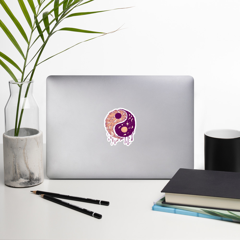 Peach Yin Yang Crystals and Night Sky - Yin Yang Stickers - Image 5