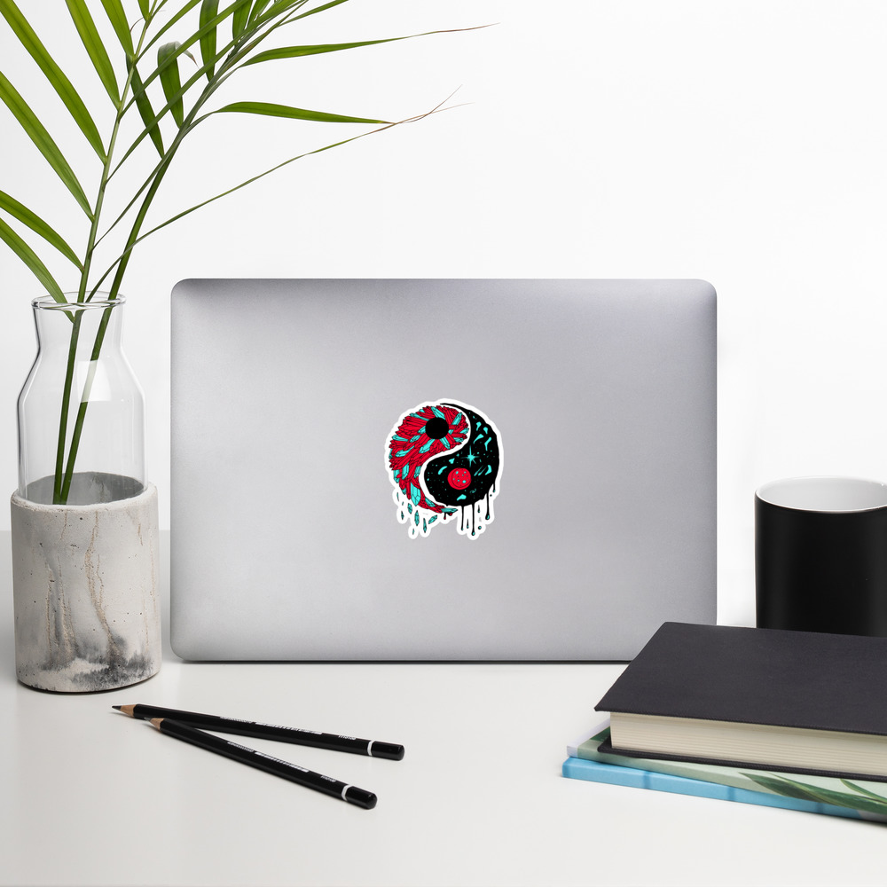 Turquoise Red Yang Crystals and Night Sky - Yin Yang Stickers - Image 5