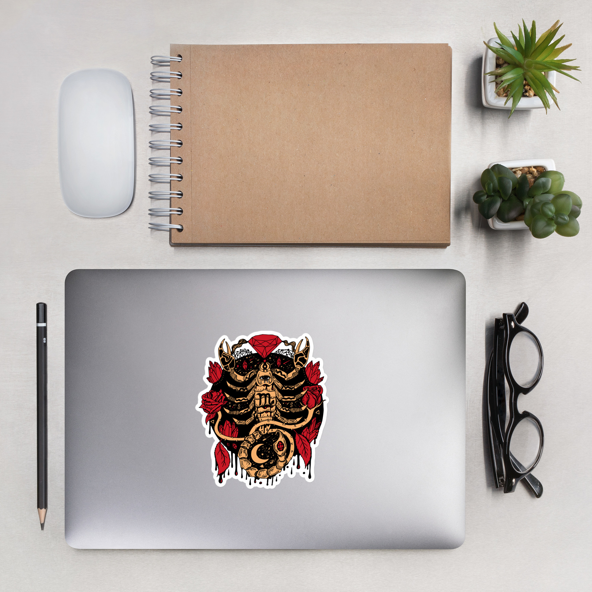Cream and Red Mystic Scorpio Zodiac - Scorpio Stickers - Image 7