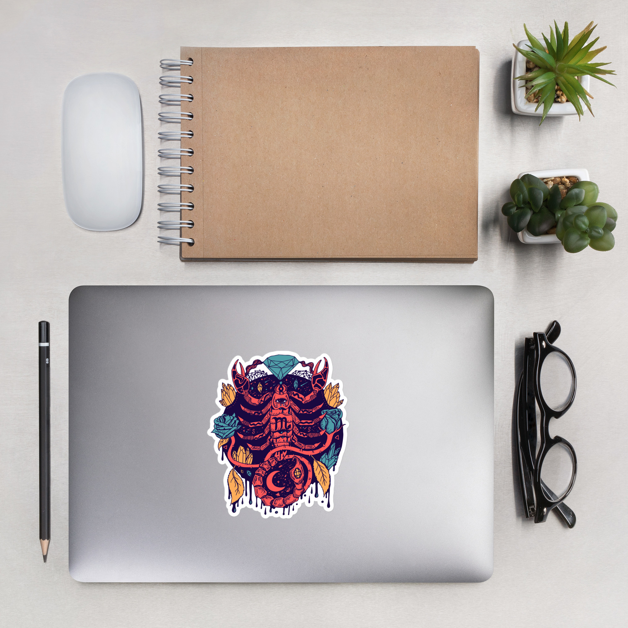 Retro Triadic Mystic Scorpio Zodiac - Scorpio Stickers - Image 7