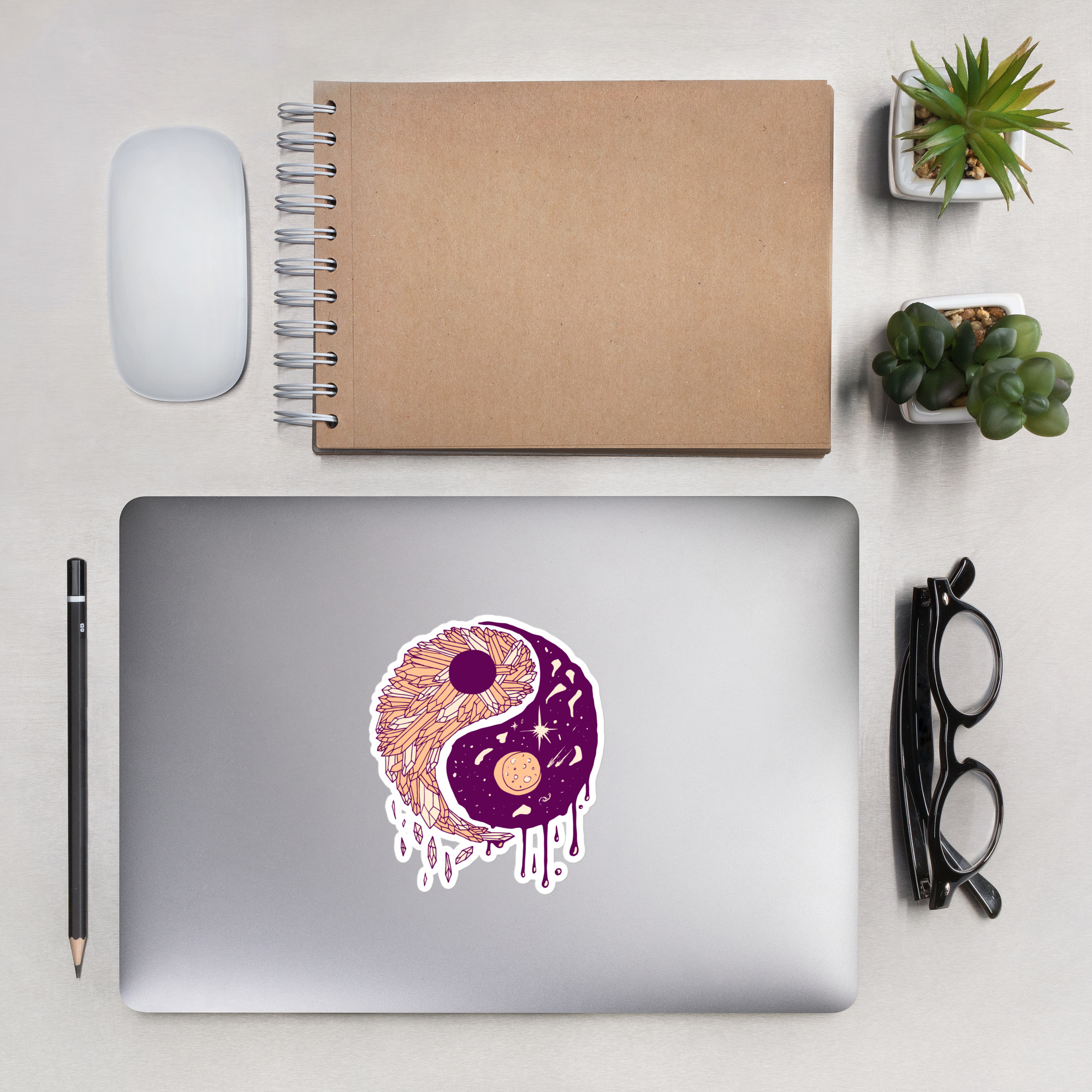 Peach Yin Yang Crystals and Night Sky - Yin Yang Stickers - Image 7