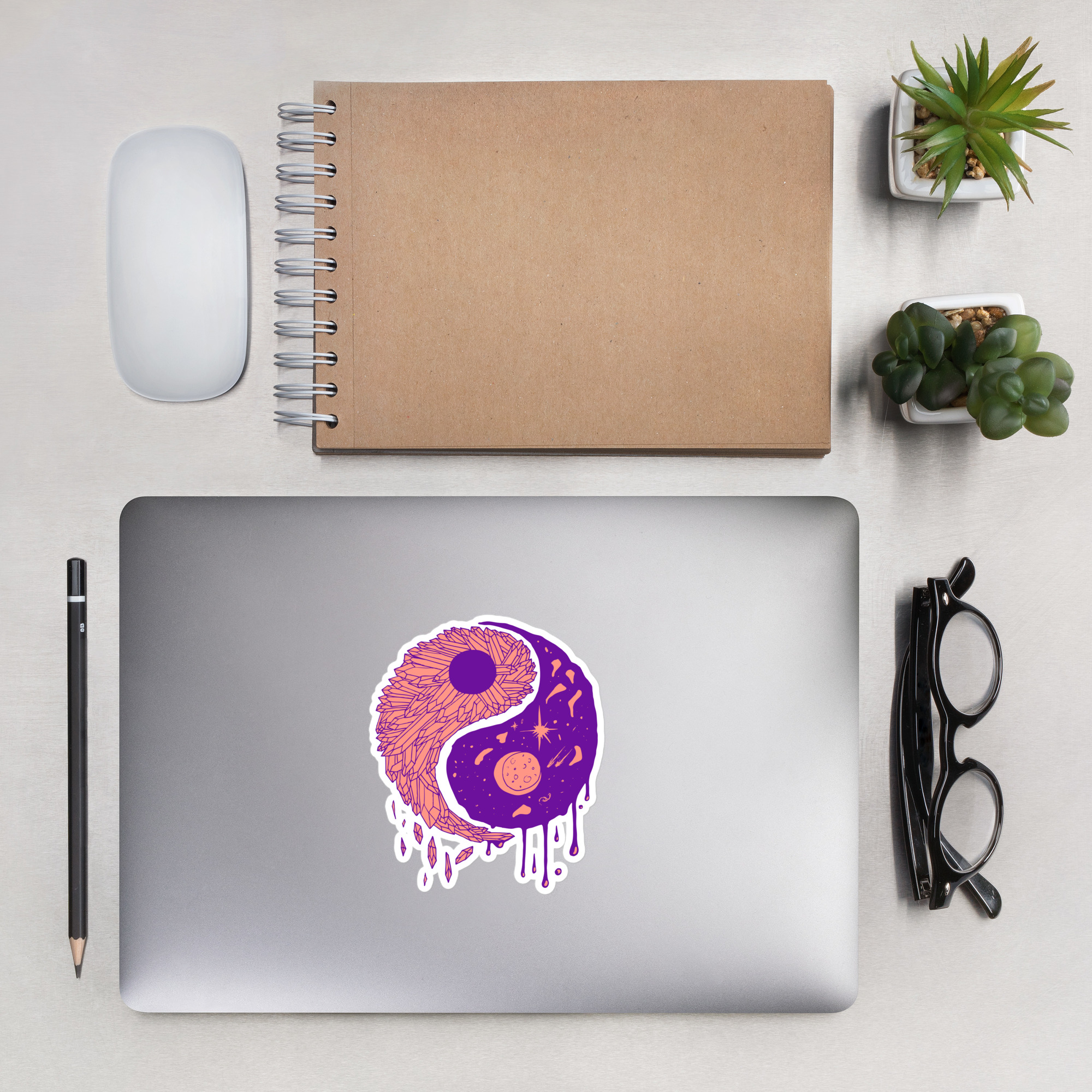 Violet Yin Yang Crystals and Night Sky - Yin Yang Stickers - Image 7