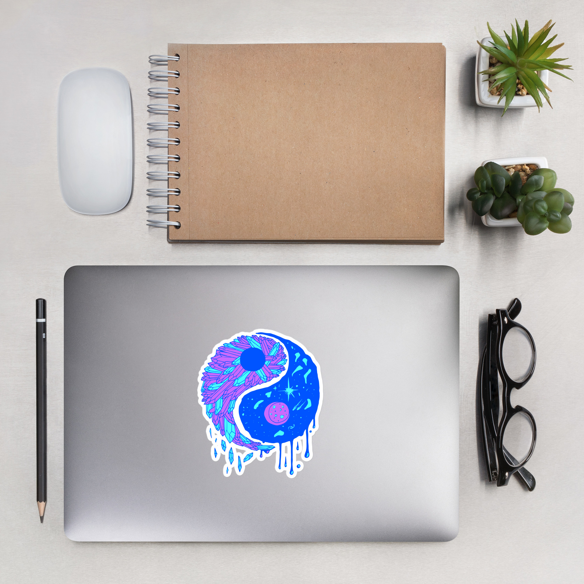 Blue Yin Yang Crystals and Night Sky - Yin Yang Stickers - Image 7